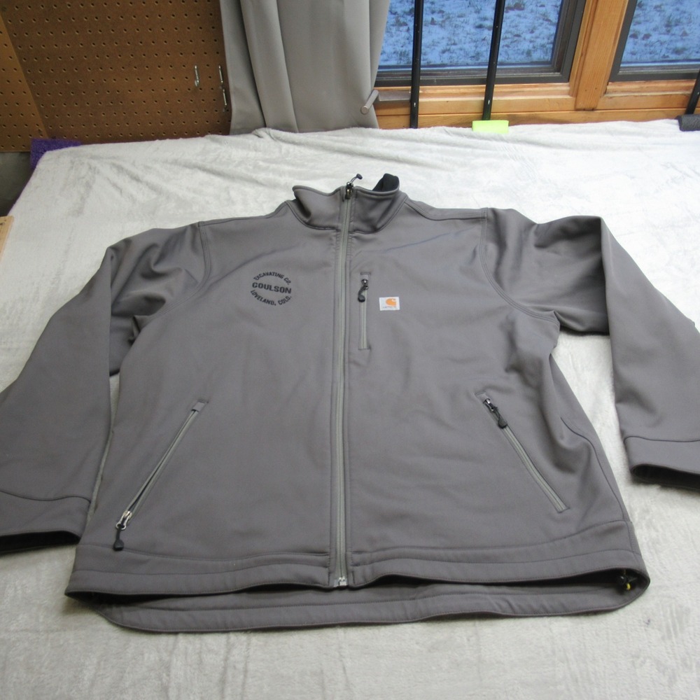Carhartt Jacket‎ Mens 2XL Gray Full Zip Water Resistant Crowley Softshell LOGO